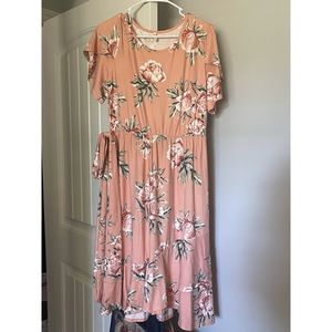 Pink Blush Floral Midi Dress